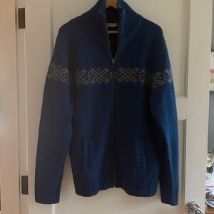 Nevw Blue Wool Full Zip Sweater - XL